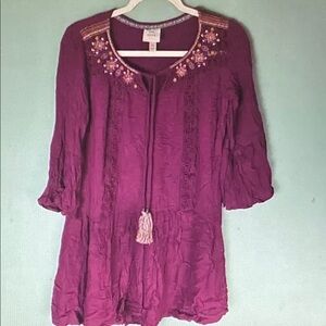 Knox Rose Purple Embroidered Midi Dress